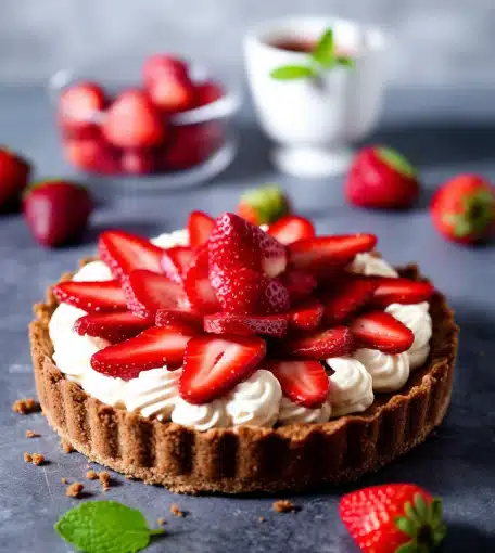 Tarte aux Fraises et aux Spéculoos sans Cuisson 