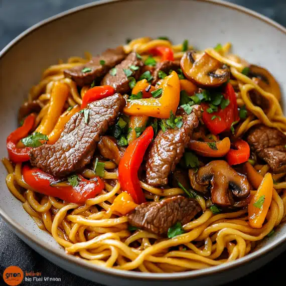 Nouilles Chinoises au Bœuf et Légumes