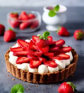 Tarte aux Fraises et aux Spéculoos sans Cuisson 