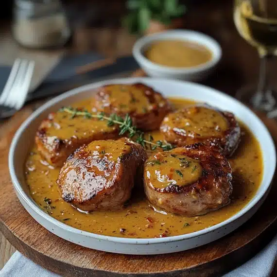 Paupiettes de Veau au Vin Blanc et Moutarde
