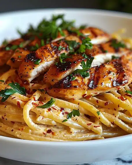 Spaghetti Crémeux au Poulet Grillé