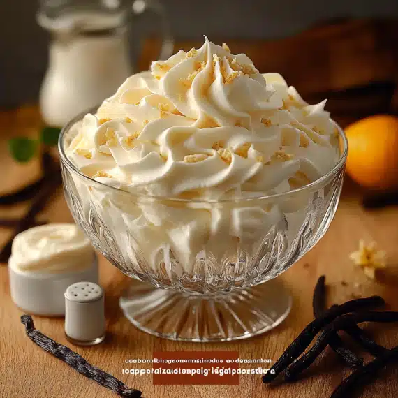 Chantilly mascarpone fouettée avec une texture ferme prête à pocher