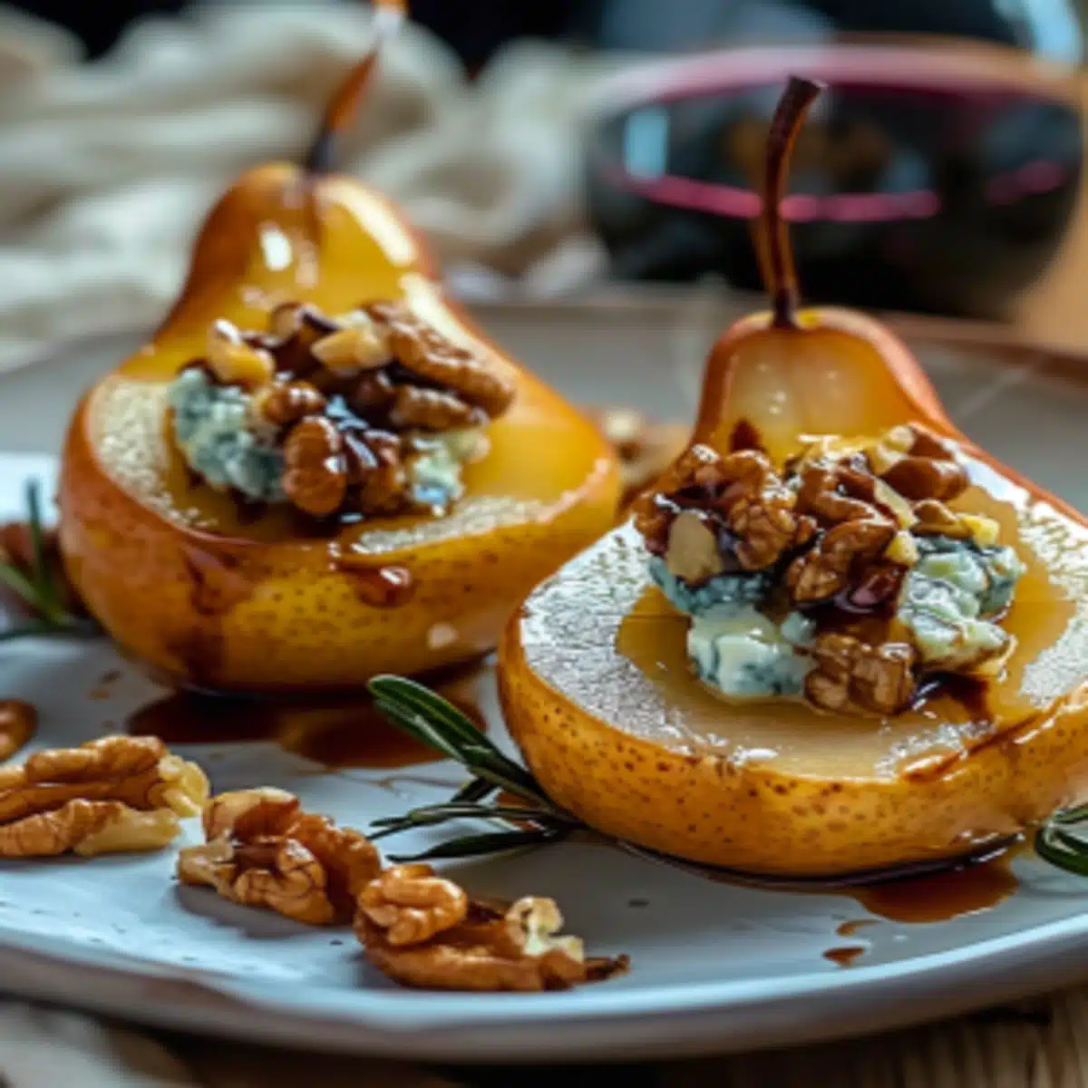 Poires Rôties au Fromage Bleu et Noix