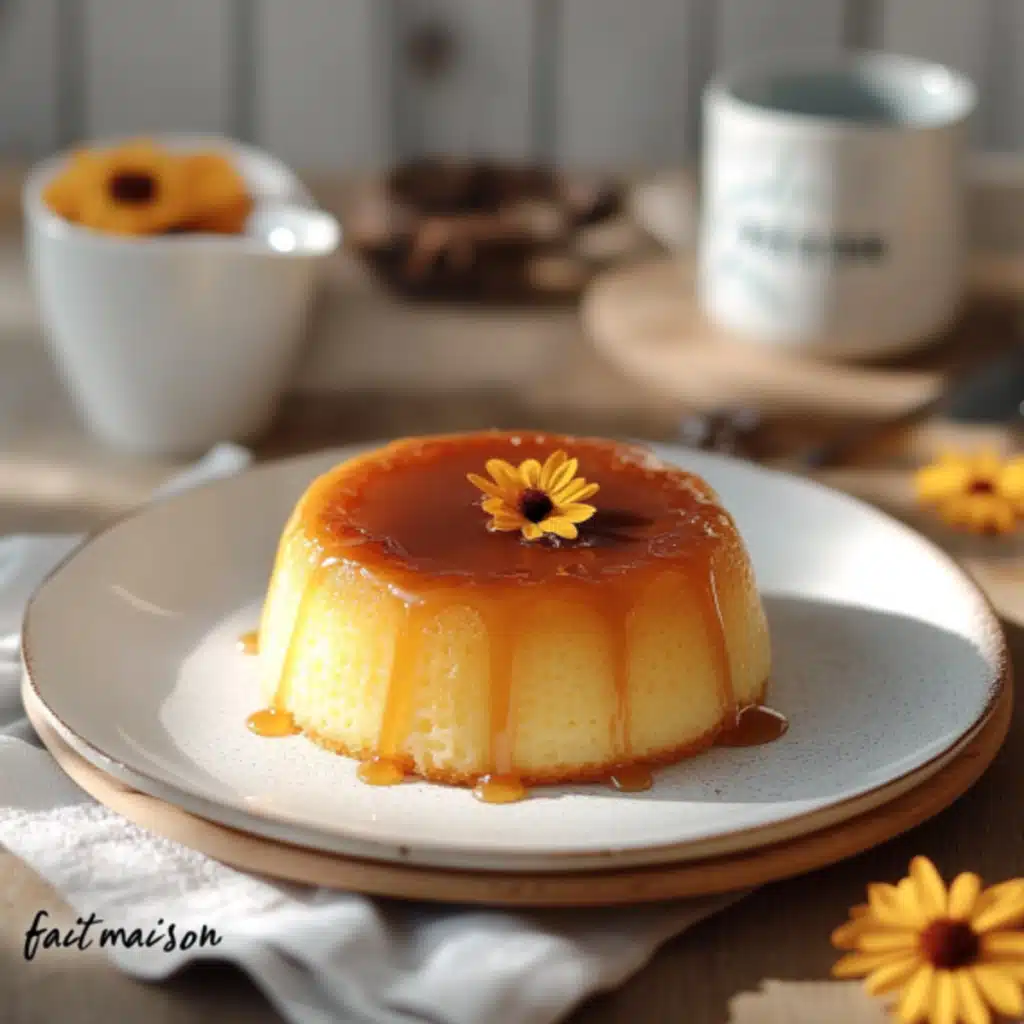 Gâteau de semoule au lait servi froid dans une assiette