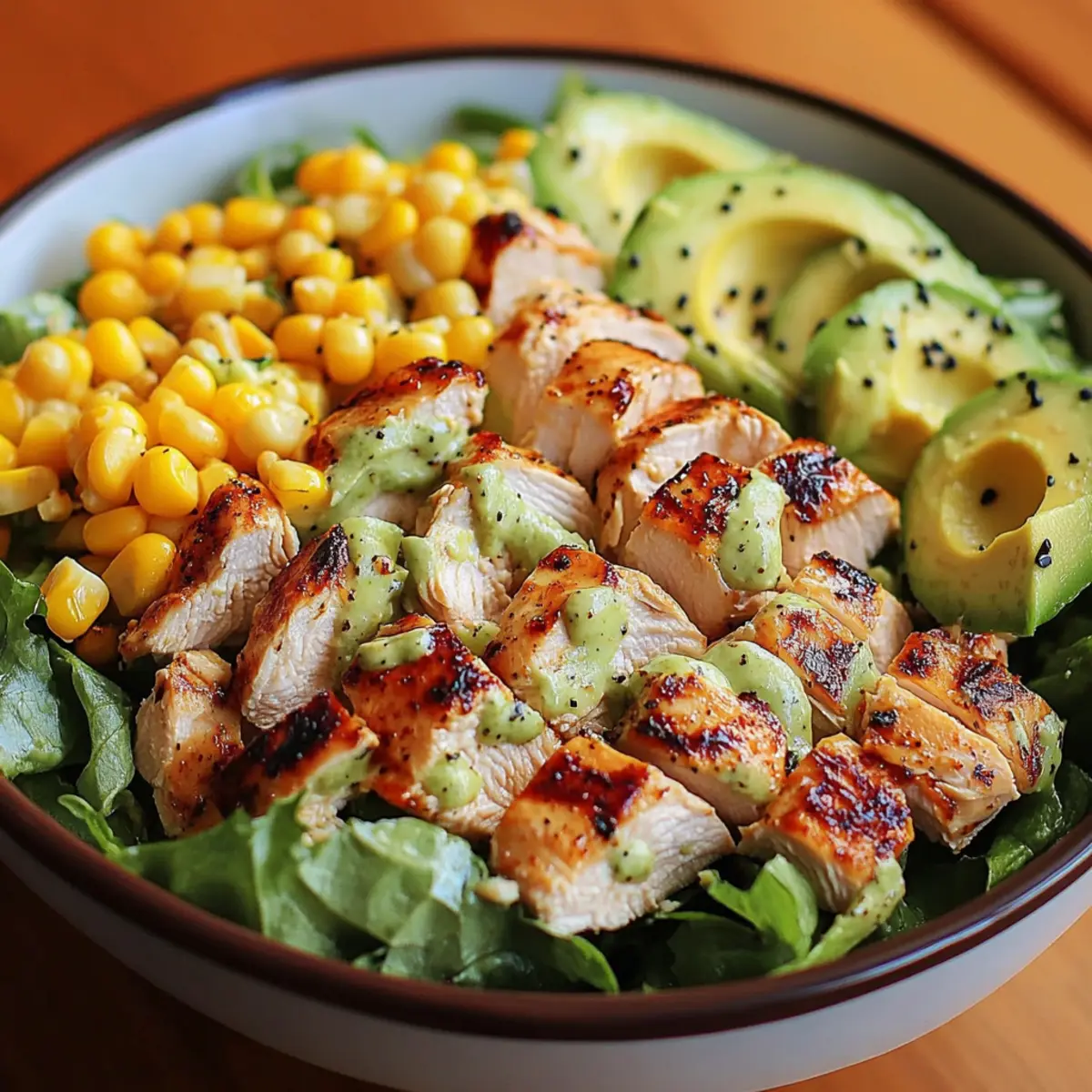 Salade de poulet, avocat et maïs