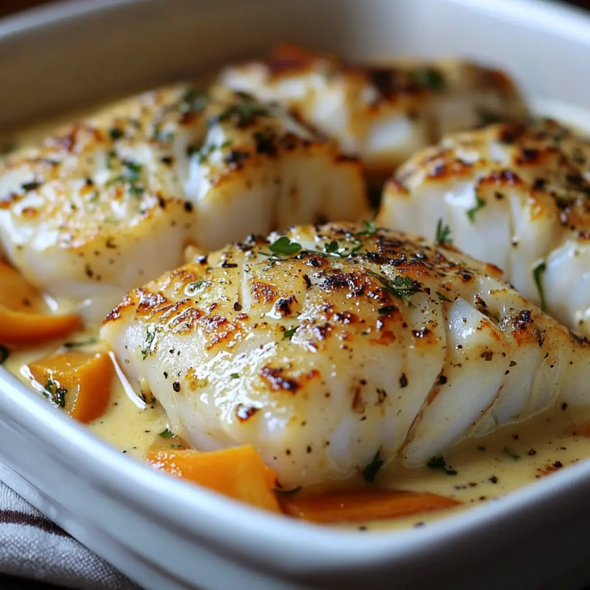 Filets de Cabillaud au Four à la Crème et aux Légumes