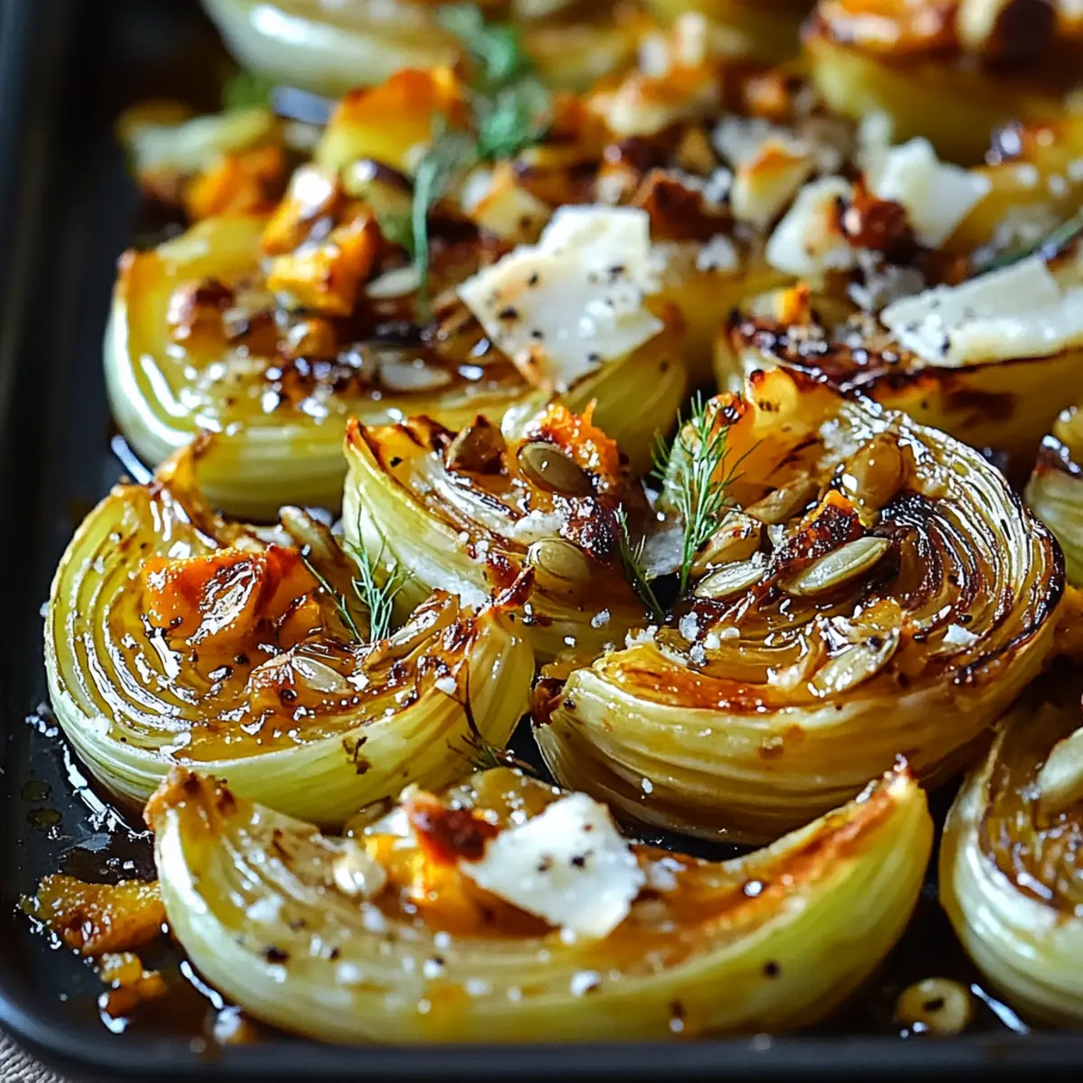 Fenouil rôti au miel et balsamique, parmesan et graines de courge
