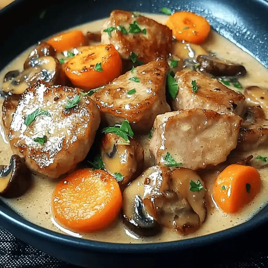Poêlée de Porc Crémeuse aux Champignons et Carottes