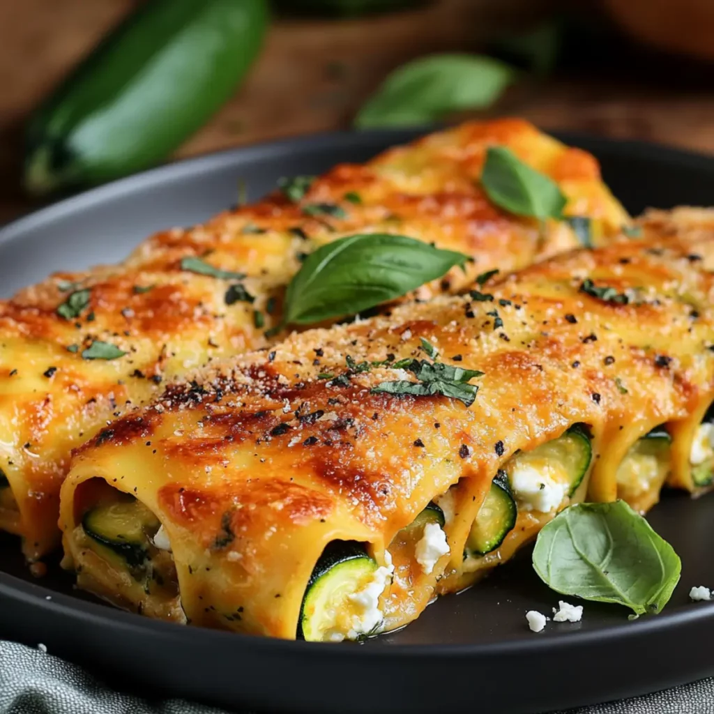 Cannelloni aux courgettes, chèvre frais et basilic