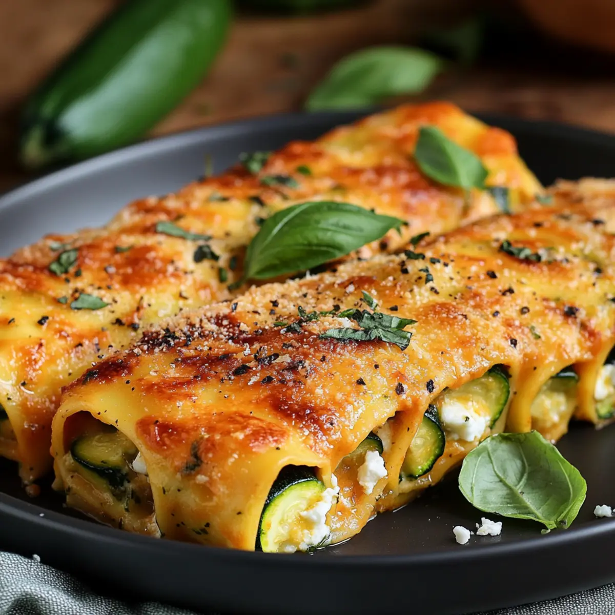 Cannelloni aux courgettes, chèvre frais et basilic