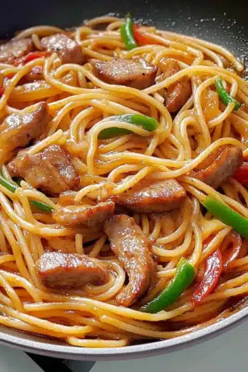 Spaghettis aux ÉMINCÉS de Bœuf marinée