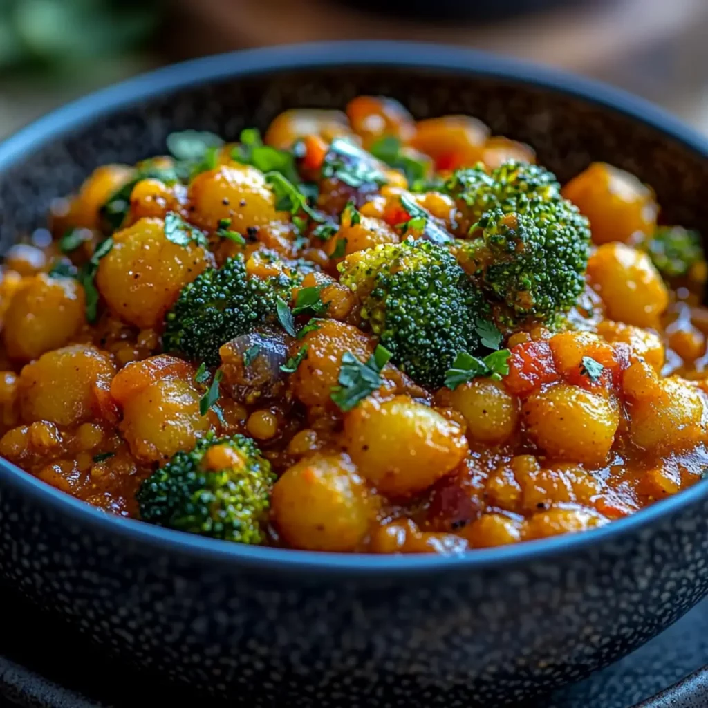 Curry de brocoli aux lentilles corail