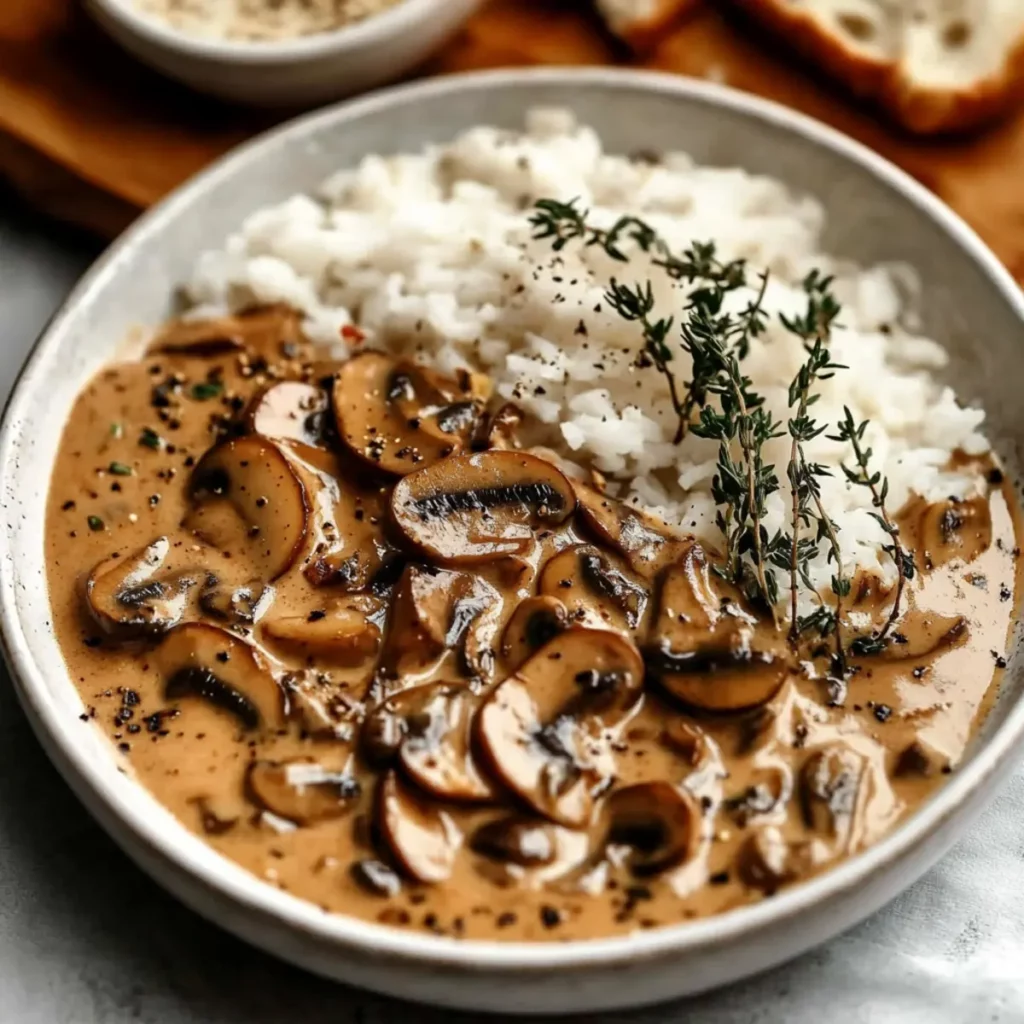 Stroganoff de Champignons & Riz Complet