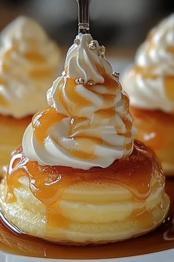 Choux crème diplomate et sauce caramel