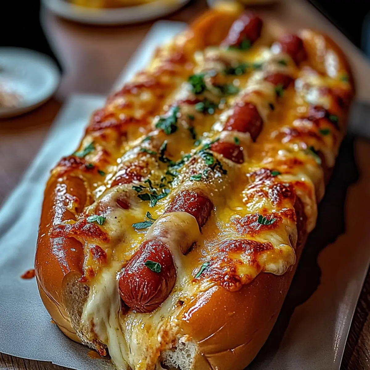 Hot dog gratiné