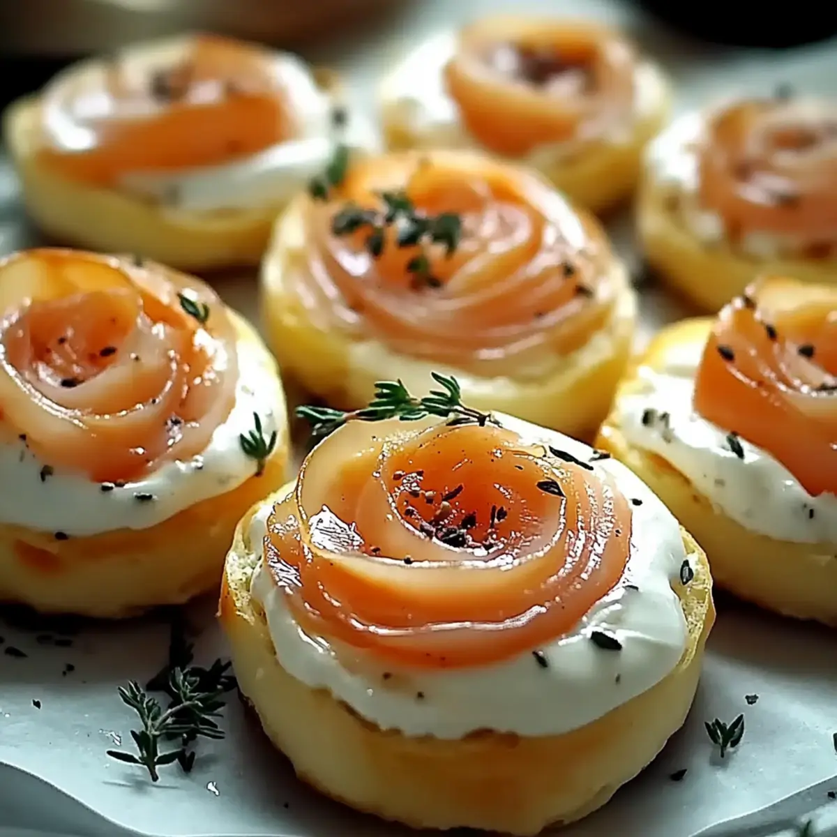 Roulés Feuilletés Saumon Fumé Fromage Frais Apéro Facile et Chic - Close-up of delicious texture