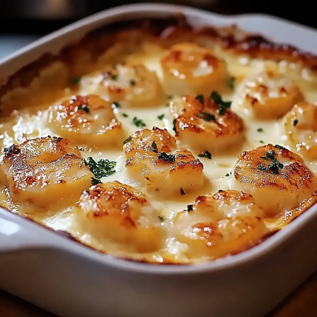 Gratin de Noix de Saint-Jacques et Crevettes