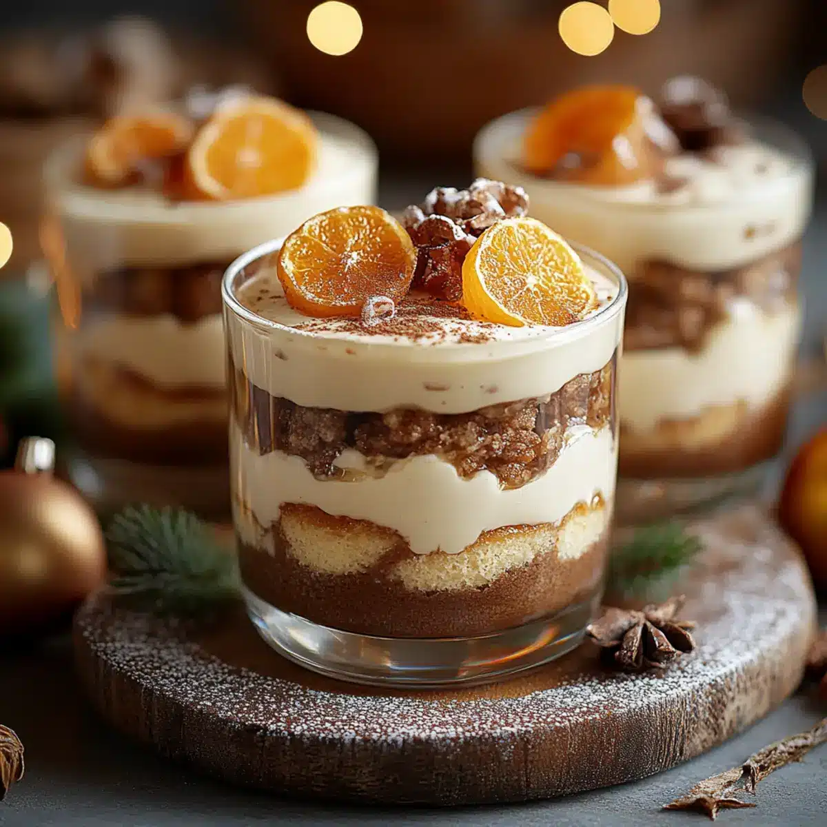 TIRAMISU DE NOËL AUX SPÉCULOOS ET CLÉMENTINES - Finished dish plated beautifully