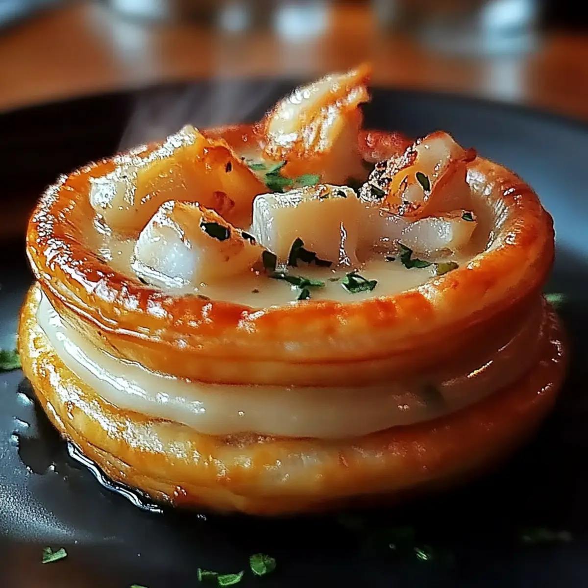 Vol-au-vent aux Fruits de Mer - Finished dish plated beautifully