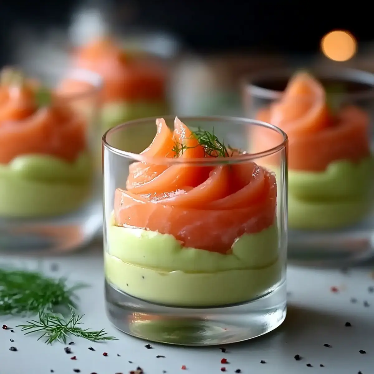 Verrine de saumon fumé et crème d’avocat - Ingredients prepared