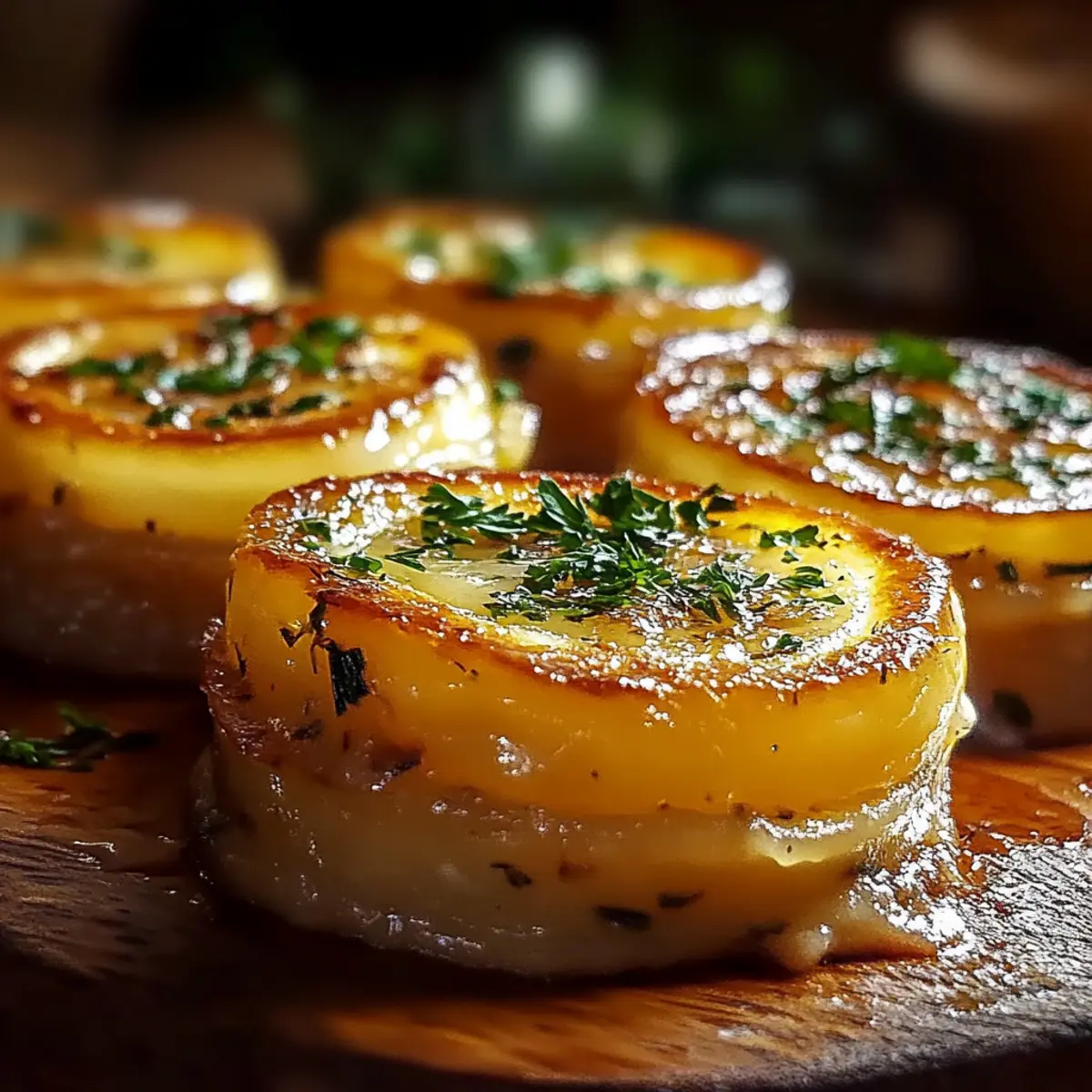 Petits Gâteaux de Pommes de Terre au Beurre Aillé - Finished dish plated beautifully