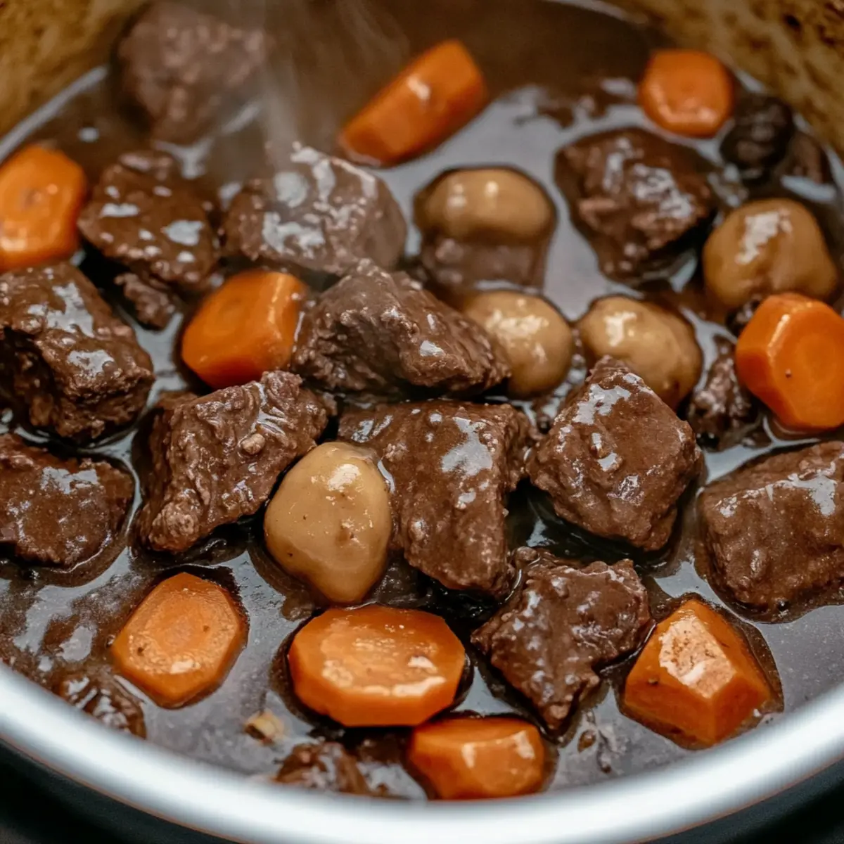 boeuf bourguignon cookeo - Close-up of delicious texture