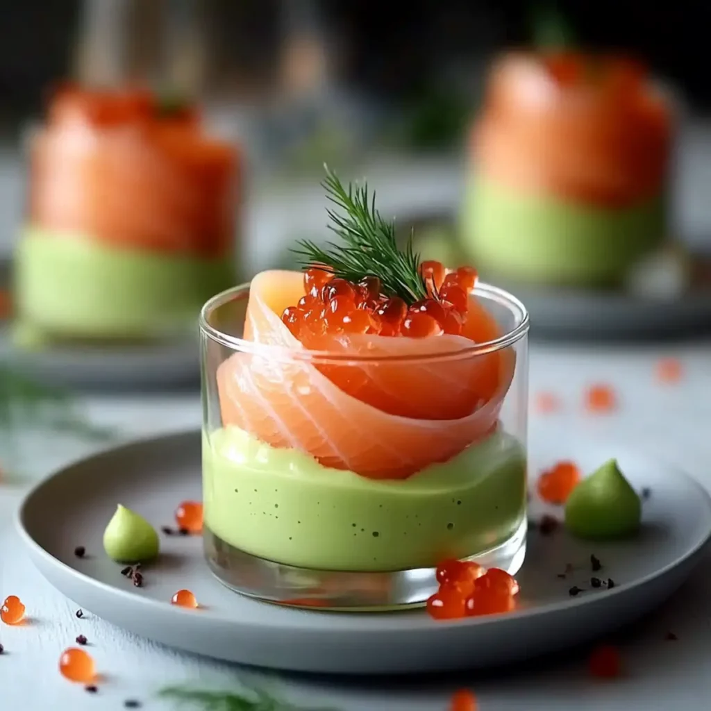 Verrine de saumon fumé et crème d’avocat