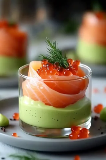 Verrine de saumon fumé et crème d’avocat