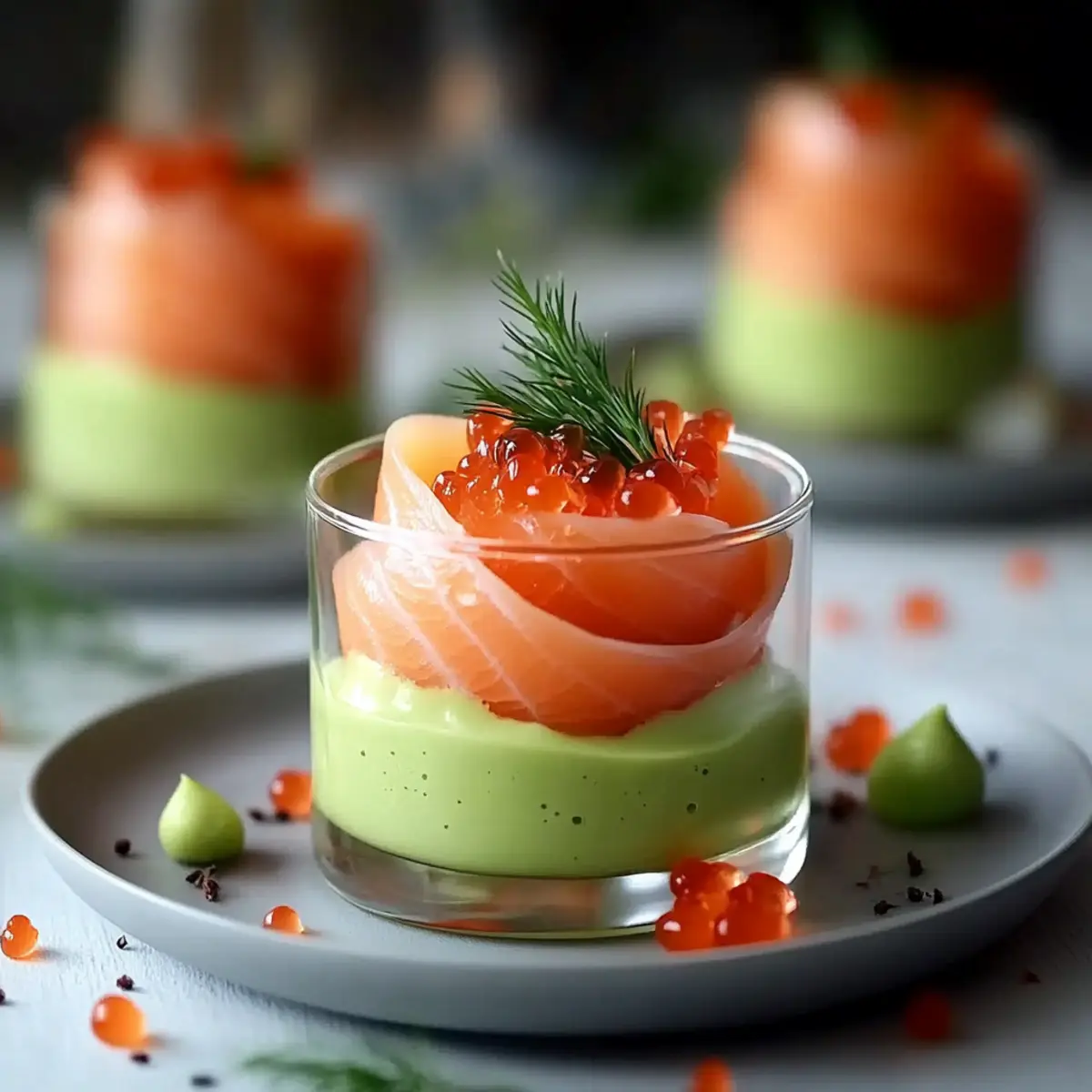 Verrine de saumon fumé et crème d’avocat