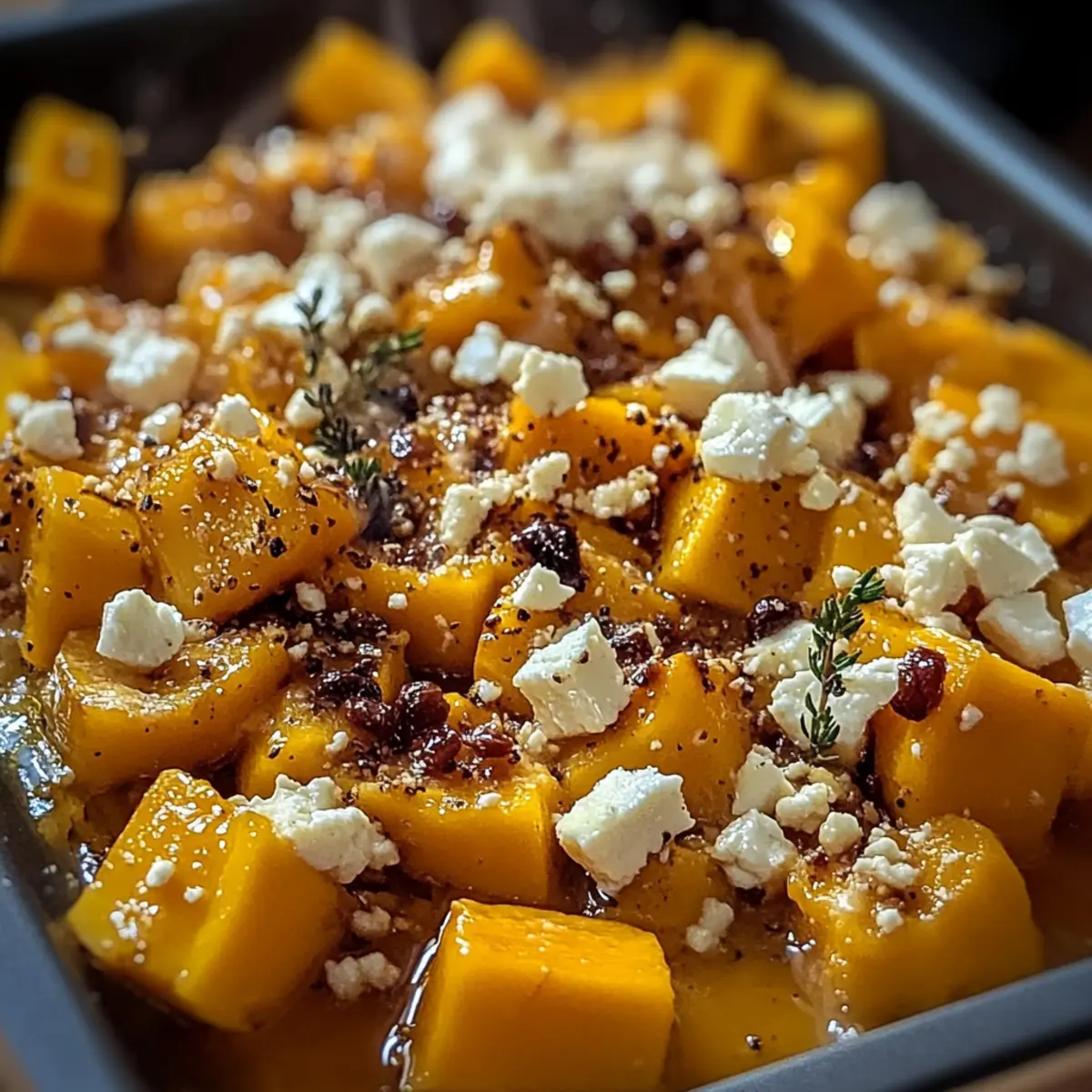 Butternut Rôti au Miel, Thym, Feta et Noisettes : L’Accord Parfait de Douceur et de Croquant ! - Close-up of delicious texture
