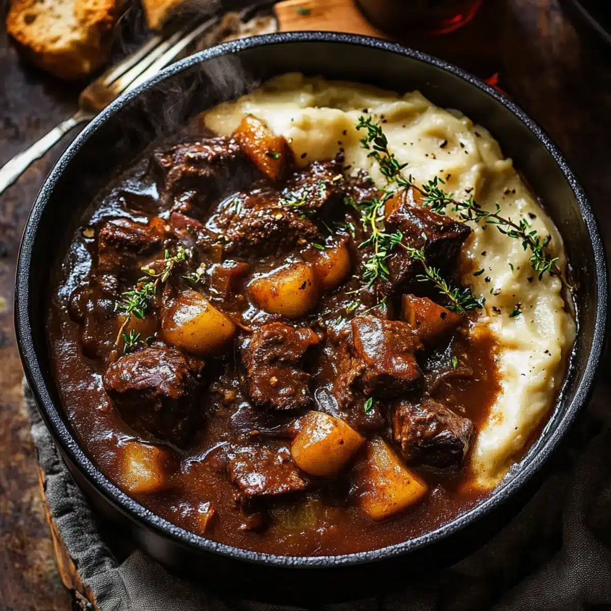Classic Beef Bourguignon: Rich French Comfort Food - Finished dish plated beautifully