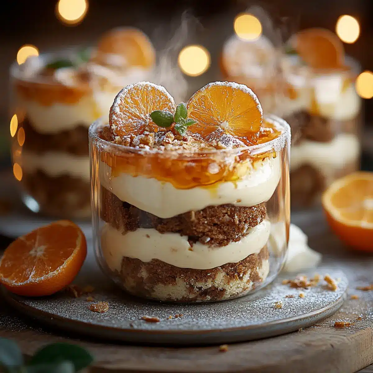 TIRAMISU DE NOËL AUX SPÉCULOOS ET CLÉMENTINES - Close-up of delicious texture