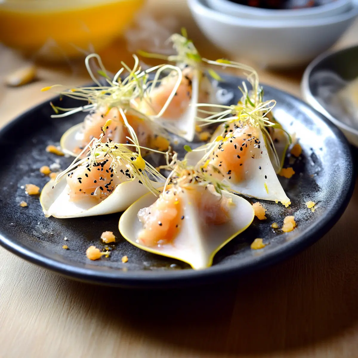 Radis noir au saumon vinaigrette passion