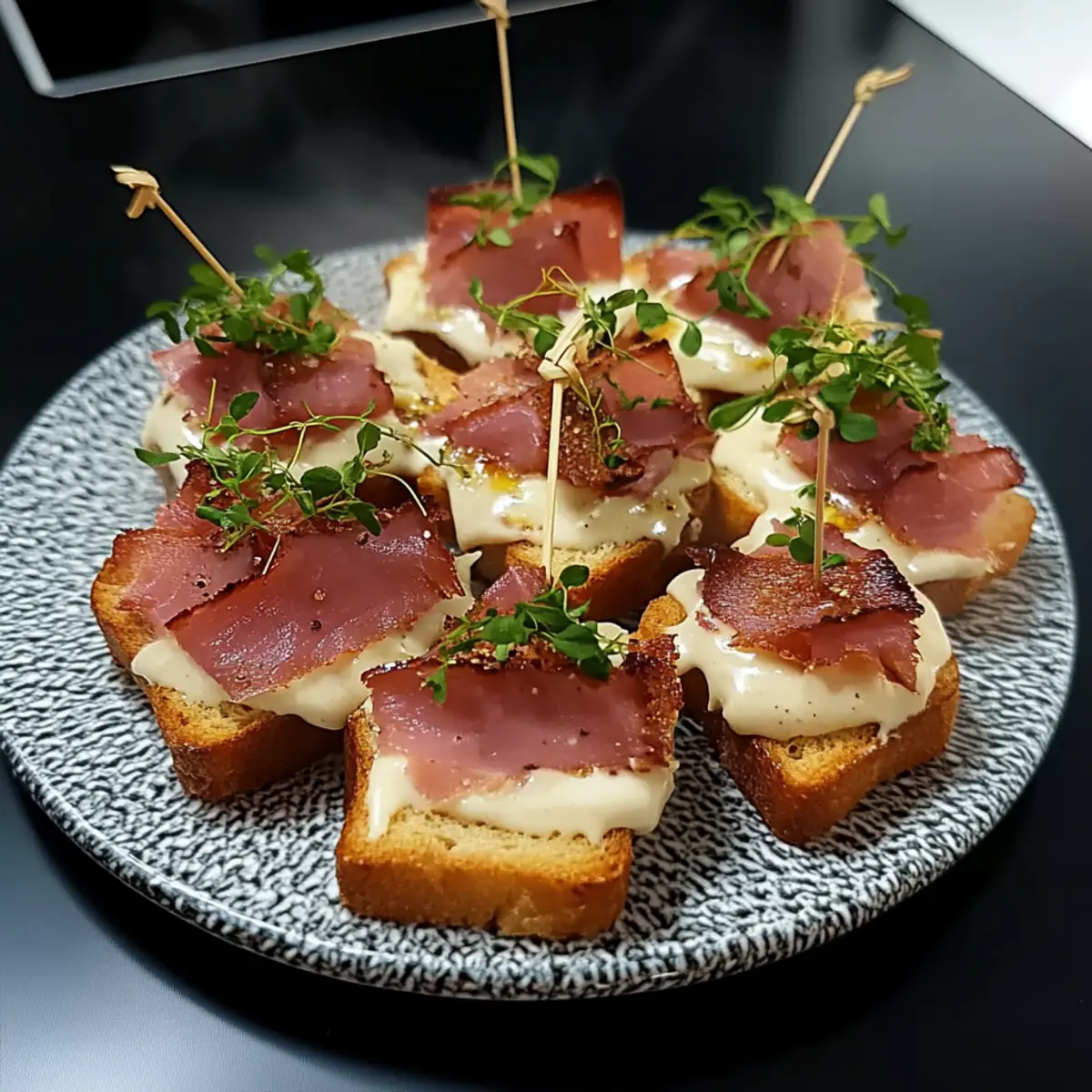 Recette toast magret canard fumé - Close-up of delicious texture