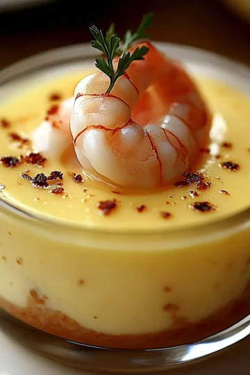 Panna Cotta à la Bisque de Homard, Crevettes au Cognac