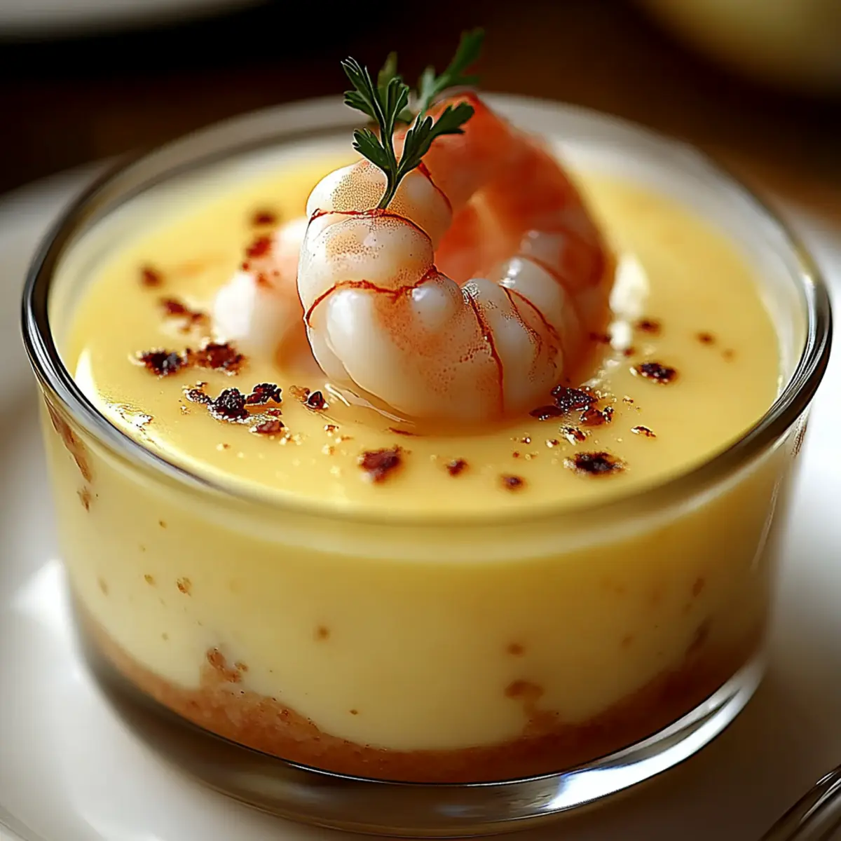 Panna Cotta à la Bisque de Homard, Crevettes au Cognac