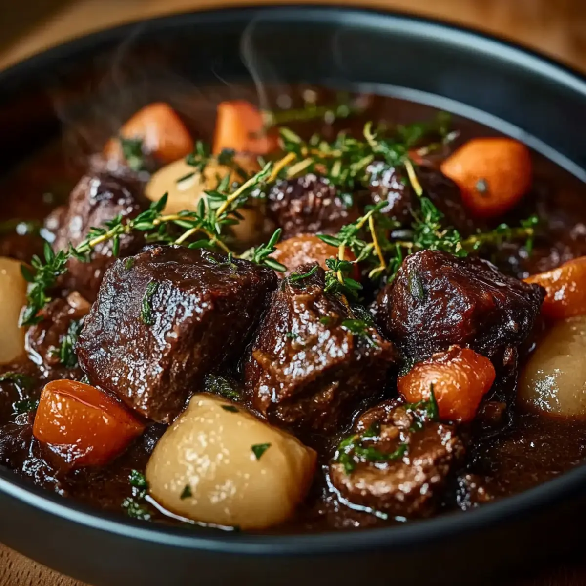 Boeuf Bourguignon Traditionnel : La Recette Authentique et Facile - Finished dish plated beautifully