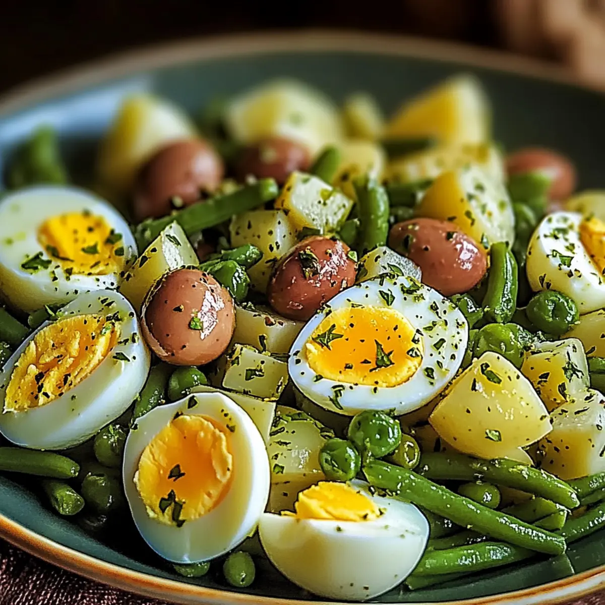 Salade servie avec herbes fraîches