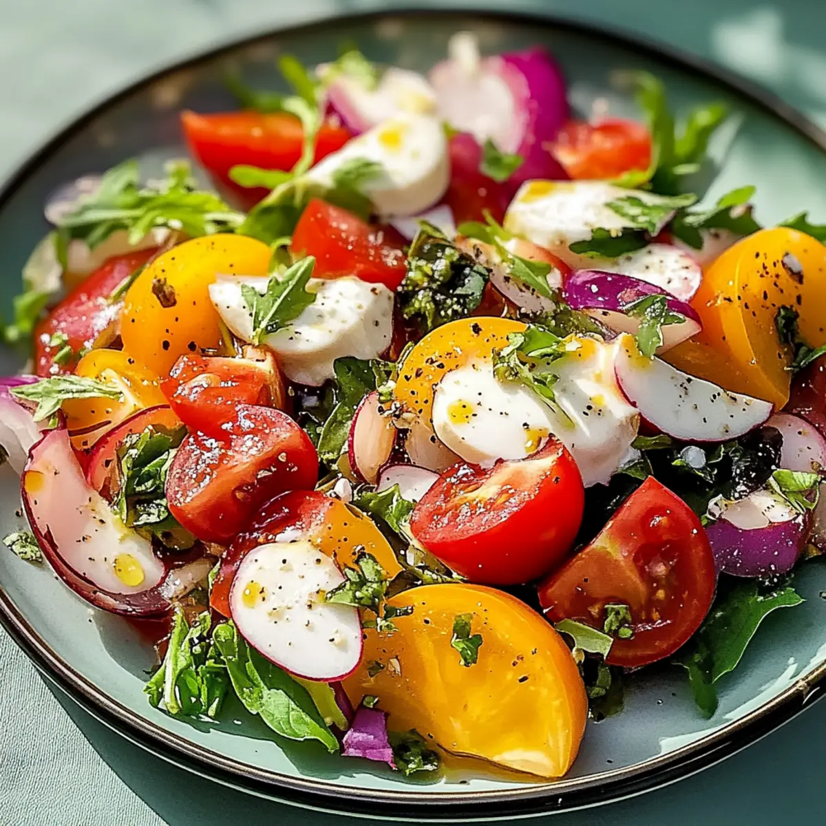 Salade servie avec herbes fraîches